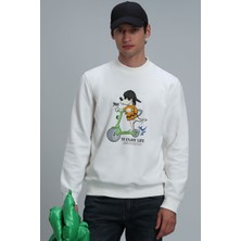 Lufian Igor Erkek Sweatshirt Kırık Beyaz