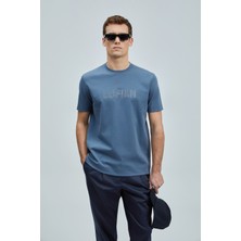 Lufian Thınk Modern Grafik T- Shirt Koyu Mavi