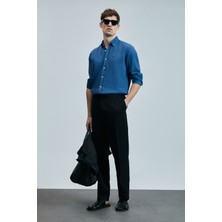 Lufian Pitaya Erkek Keten Gömlek Comfort Fit Saks