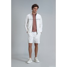 Lufian Blue Erkek Şort Eşofman Kırık Beyaz