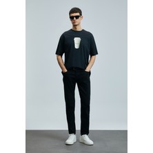 Lufian Omen Modern Grafik T- Shirt Siyah