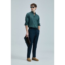 Lufian Pitaya Erkek Keten Gömlek Comfort Fit Yeşil