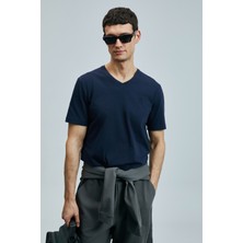 Lufian Tuna Modern Grafik T- Shirt Lacivert