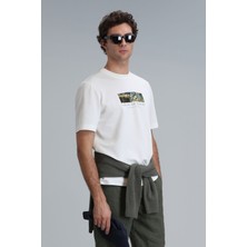 Lufian Bıanca Modern Grafik T- Shirt Kırık Beyaz