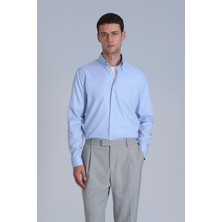 Lufian Jakob Erkek Basic Gömlek Slim Fit Mavi