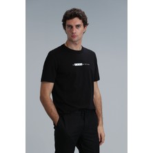 Lufian Kane Modern Grafik T- Shirt Siyah