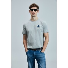 Lufian Peace Modern Grafik T- Shirt Gri