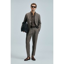 Lufian Jaques Spor Erkek Blazer Ceket Slim Fit Kahverengi