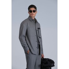 Lufian Hard Erkek Basic Gömlek Slim Fit Gri