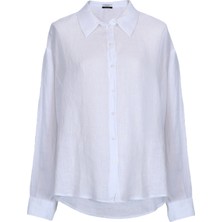 Lufian Barrı Kadın Keten Gömlek Beyaz