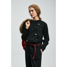 Lufian Merry Kadın Örme Sweatshırt Siyah