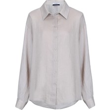 Lufian Barrı Kadın Keten Gömlek Bej