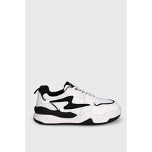 Lufian Maya Siyah-Beyaz Kadın Hakiki Deri Spor Ayakkabı