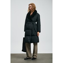 Lufian Hermes Kaz Tüyü Kadın Mont Siyah