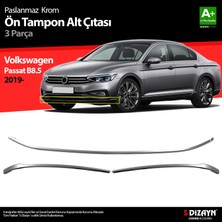S-Dizayn VW Passat B8.5 Krom Ön Tampon Alt Çıtası 3 Parça 2019-2023