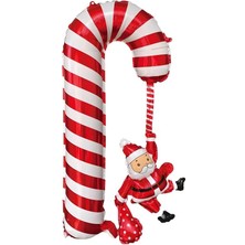 Pandoli Yılbaşı Noel Babalı Baston Folyo Balon 70X48 cm 1 Adet