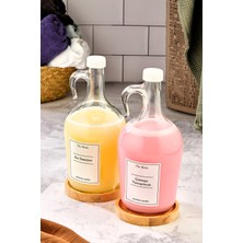 Iki Parça Ahşap Standlı 1500 ml Çamaşır Yumuşatıcı ve Sıvı Deterjan Şişesi