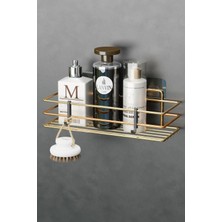 Altın Kaplama Yapışkanlı Banyo Rafı Duş Şampuanlık Organizer