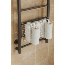 Pratik Banyo ve Mutfak Düzenleyici, Şampuanlık, Havluluk ve Raf Seti Siyah/beyaz