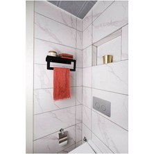 30 cm Siyah Metal Havlu Tutacağı, Mutfak ve Banyo Için Şık Raflı Tasarım