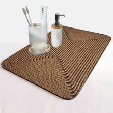 Kahverengi Dikdörtgen Çamaşır Makinesi Örtüsü ve Banyo Organizer Matı