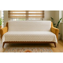 Sivalde WelSoft Peluş Pamuklu Krem Koltuk Örtüsü Sünger Tabanlı Kaymaz Çekyat/kanepe Örtüsü | 160X210 Cm, 1 Parça