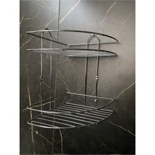 Paslanmaz Metal Krom Ikili Köşe Banyo Rafı, Şampuanlık ve Banyo Düzeni Için Ideal