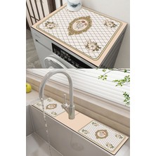 Bej Çok Amaçlı Koruma ve Su Tutucu Makine ve Lavabo Matı DS09