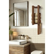 Ceviz Renkli Ahşap Duvar Rafı Banyo ve Havluluk, Şık ve Kullanışlı Tasarım