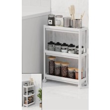 3 Katlı Beyaz Tekerlekli Dar Alanlar Için Raf ve Düzenleyici