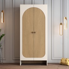 Variant Mobilya Münih 2 Kapaklı (1) Gardırop Krem / Gölge Çizgili Meşe