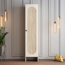 Variant Mobilya Münih 1 Kapaklı (4) Gardırop Krem / Traverten Mermer