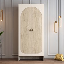 Variant Mobilya Münih 2 Kapaklı (1) Gardırop Krem / Traverten Mermer