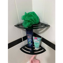 Iki Katlı Kendinden Yapışkanlı Siyah Şampuanlık Rafı