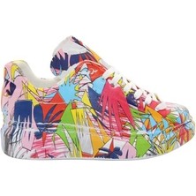 Mergenshoes 0330 Kırmızı Sarı Dikişli Günlük Kadın Spor Ayakkabı