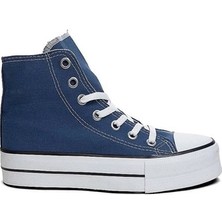 Mergenshoes Uzun Mavi Kadın Keten Spor Ayakkabı Sneakers