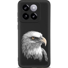 PrintiFy Xiaomi Mi 14 ile Uyumlu Kartal (0214C) Tasarımlı Siyah Lansman Kılıf