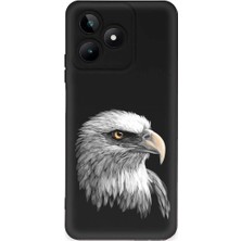 PrintiFy Realme Note 50 ile Uyumlu Kartal (0214C) Tasarımlı Siyah Lansman Kılıf