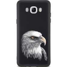 PrintiFy Samsung Galaxy J7 2016 ile Uyumlu Kartal (0214C) Tasarımlı Siyah Lansman Kılıf