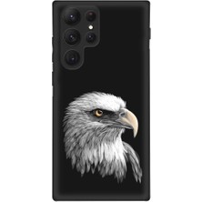 PrintiFy Samsung Galaxy S21 Ultra ile Uyumlu Kartal (0214C) Tasarımlı Siyah Lansman Kılıf