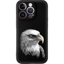 PrintiFy iPhone 15 Pro Max ile Uyumlu Kartal (0214C) Tasarımlı Siyah Lansman Kılıf