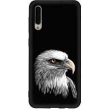 PrintiFy Samsung Galaxy A30S ile Uyumlu Kartal (0214C) Tasarımlı Siyah Lansman Kılıf