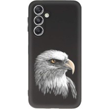 PrintiFy Samsung Galaxy M34 ile Uyumlu Kartal (0214C) Tasarımlı Siyah Lansman Kılıf