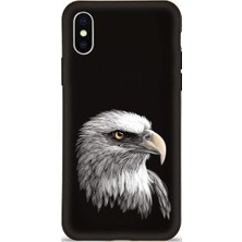 PrintiFy iPhone Xs ile Uyumlu Kartal (0214C) Tasarımlı Siyah Lansman Kılıf
