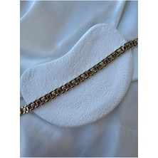 Özel Seri Zirkon Taşlı Yatay Dikdörtgen Tasarım Gold Bileklik