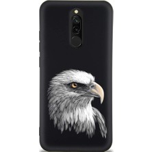 PrintiFy Xiaomi Redmi 8 ile Uyumlu Kartal (0214C) Tasarımlı Siyah Lansman Kılıf