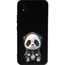 PrintiFy Realme C11 2021 ile Uyumlu Sevimli Panda (0214D) Tasarımlı Siyah Lansman Kılıf