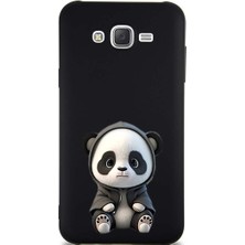 PrintiFy Samsung Galaxy J7 ile Uyumlu Sevimli Panda (0214D) Tasarımlı Siyah Lansman Kılıf