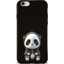 PrintiFy iPhone 6s ile Uyumlu Sevimli Panda (0214D) Tasarımlı Siyah Lansman Kılıf