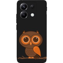 PrintiFy Poco X6 ile Uyumlu Baykuş (0214A) Tasarımlı Siyah Lansman Silikon Kılıf